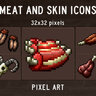 MEAT AND SKIN PIXEL ART ICON PACK